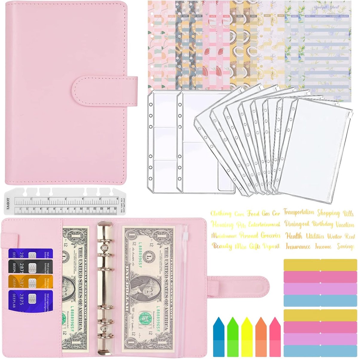 A6 Binder Budget, MARICATO 29-Piece Budget Planner, 6-Hole Loose Leaf Notebook Money Organizer with Budget - ShopVlot