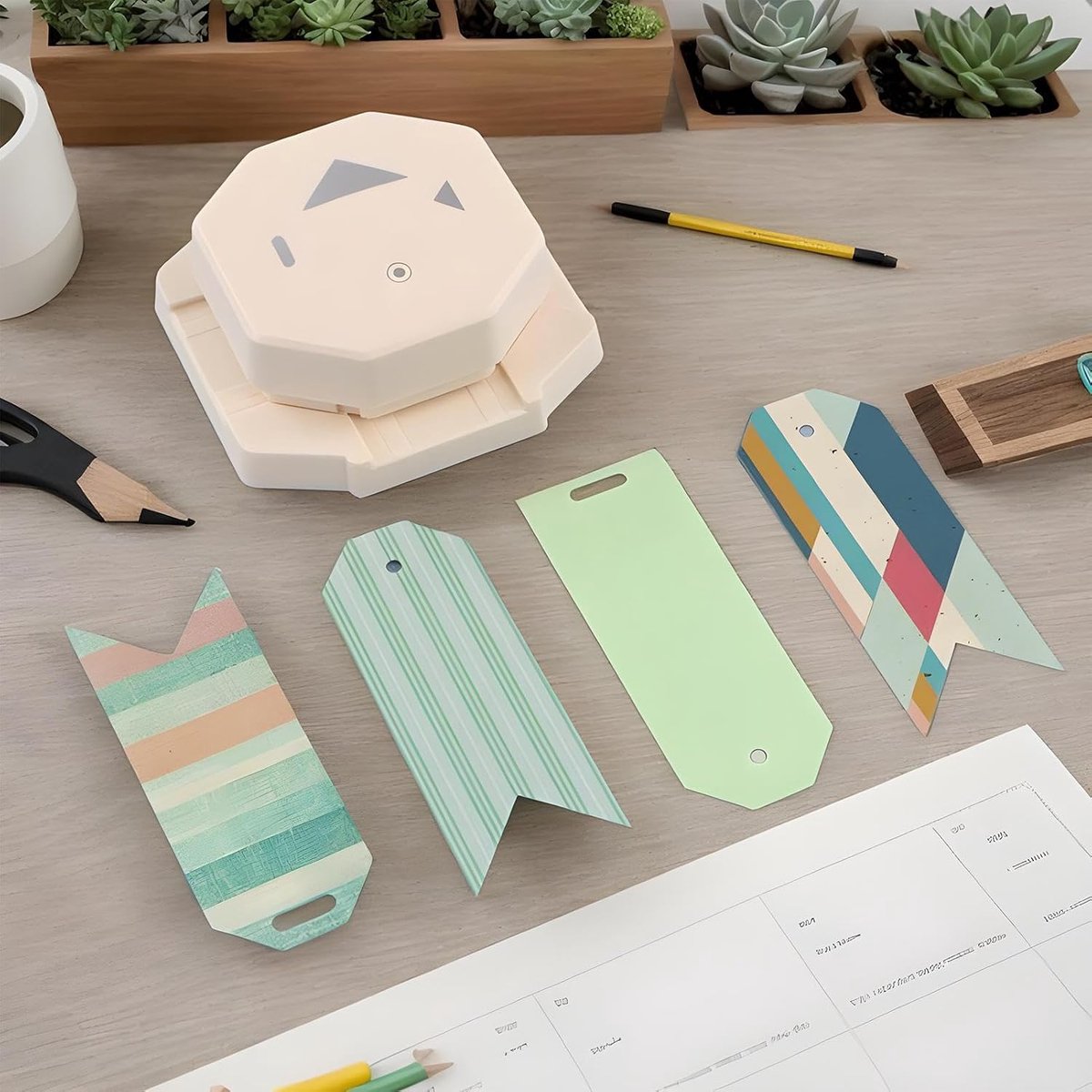 Hoeksnijder - Papierpons Randafwerker - Kaarten Maken - 4-in-1 Patroon Wisselaar - 9.8 cm - Wit