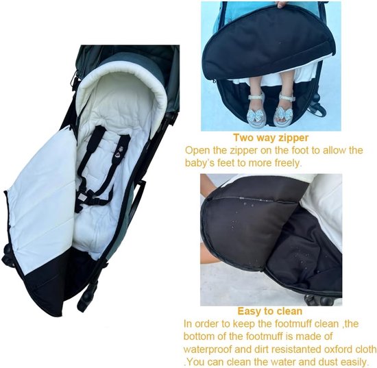 SnelShoppen - Universele Baby Buggy Voetenzak Warm en Zacht Voering Waterdichte Stof Geschikt voor Prams en Buggy's Inclusief Draagtas - Machinewasbaa van Snelshoppen — afbeelding 3