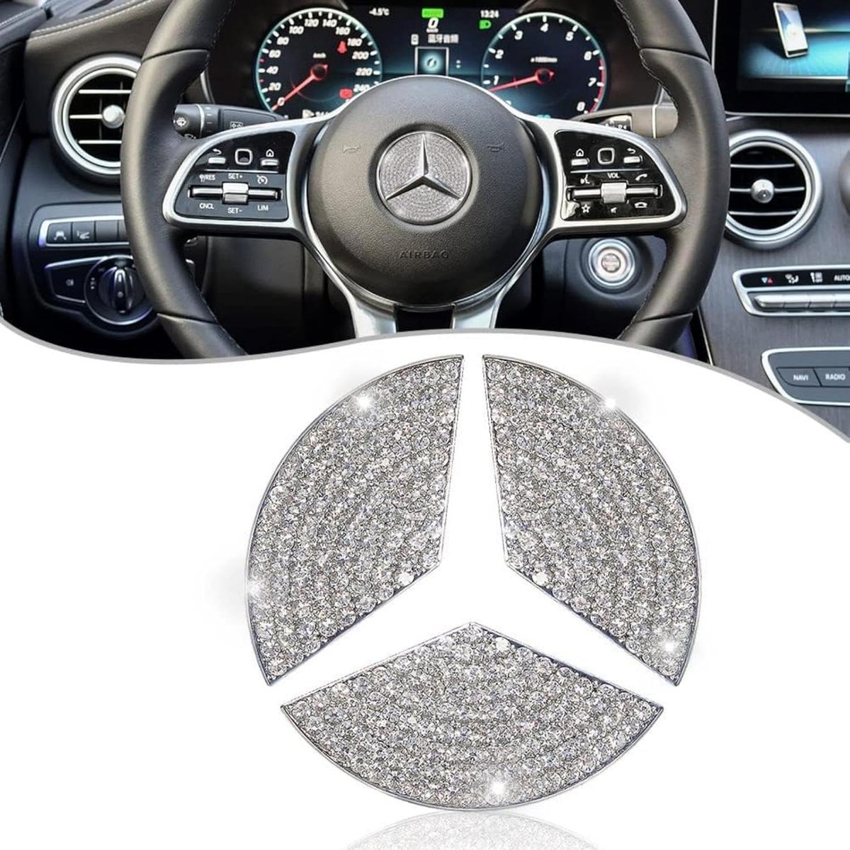 SnelShoppen - Handlebar Sticker Bling Crystal 49mm Voor Mercedes-Benz A B C E G CLA CLS GLA GLC GLE GLK GLS | Stuurwiel Stickers Interieur Accessoires