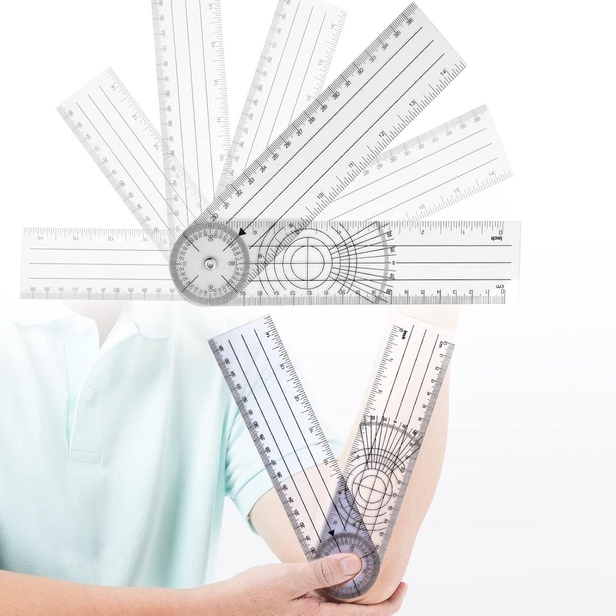 SnelShoppen - 1 x Orthopedische Protractor, 360 Graden Draaiend, Transparant en Robuust, Ideaal voor Fysiotherapie, Studenten en Gezinnen