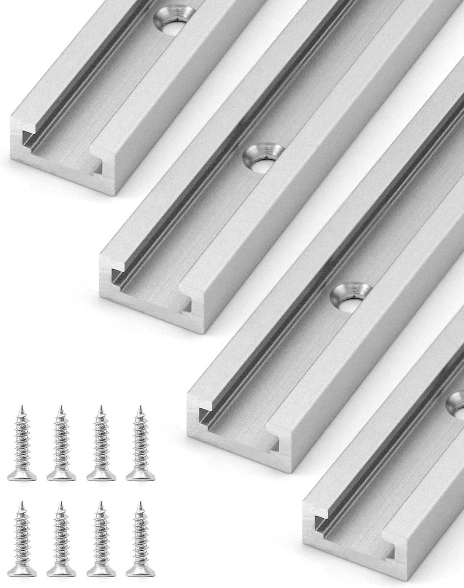 SnelShoppen - 4 Pack T-Rail Aluminium Extrusie 300mm, Dubbel Gesneden Ontwerp voor T-Bouten, Klemmen en Glijdende Blokken, Hoogwaardige Materialen