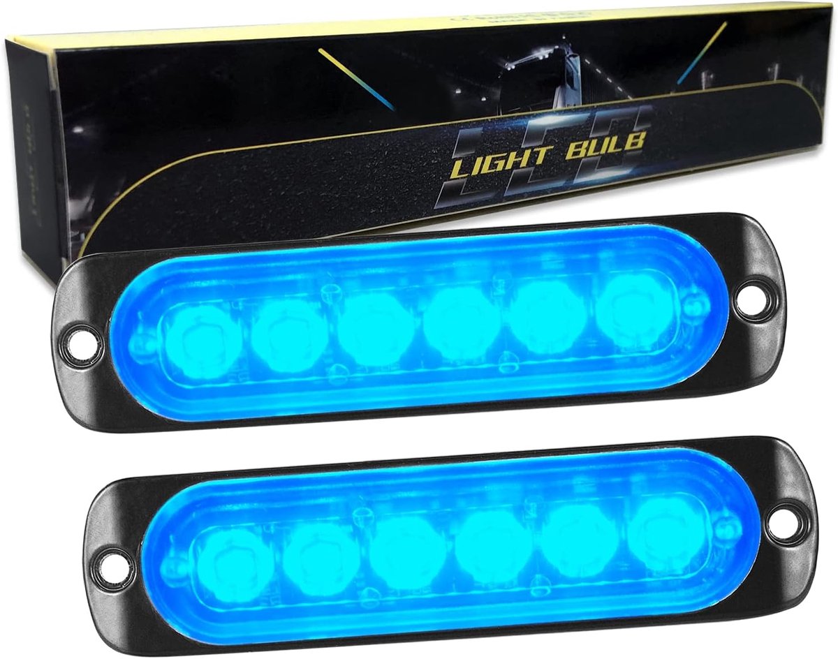 Veiligheidsindicatorlichten 4.3 Inch - 6 LED Stroboscoop - Blauw - Ideaal voor pechhulp en off-road gebruik - SnelShoppen