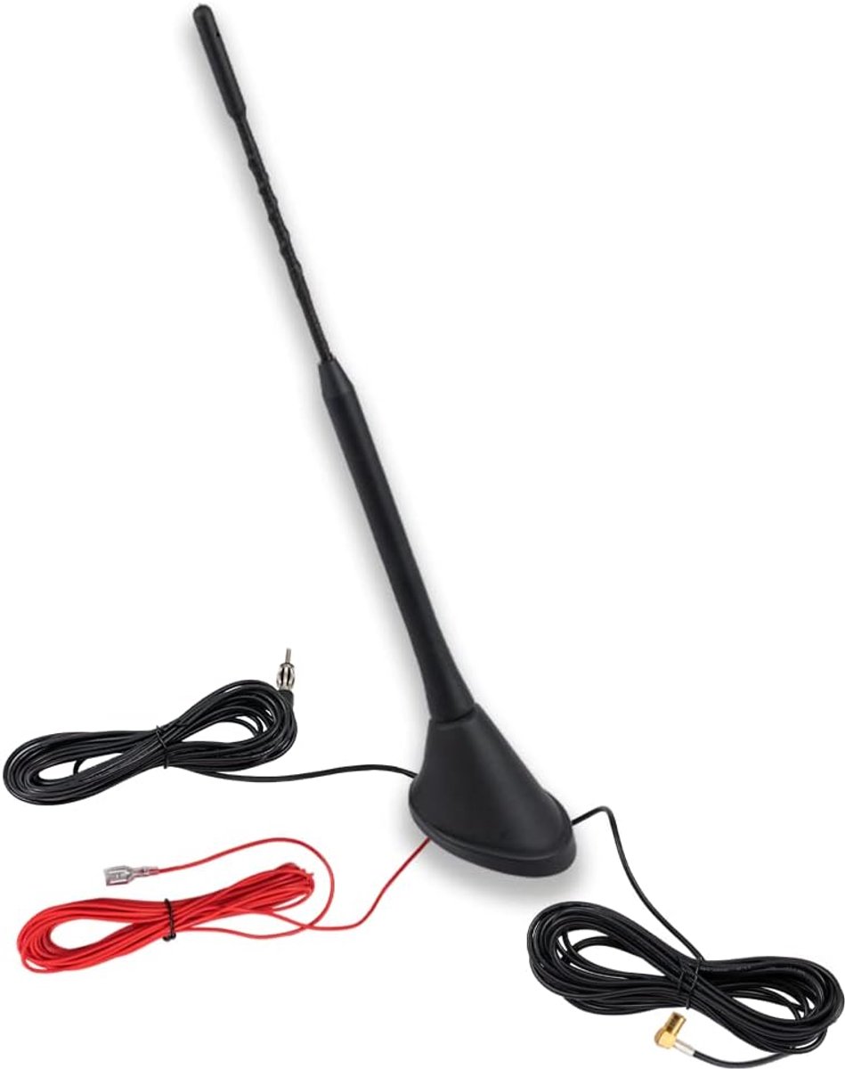DAB DAB+ autoradio antenne - 5m kabel - versterker met SMB naar DIN adapter - optimale ontvangst voor digitale radio - SnelShoppen