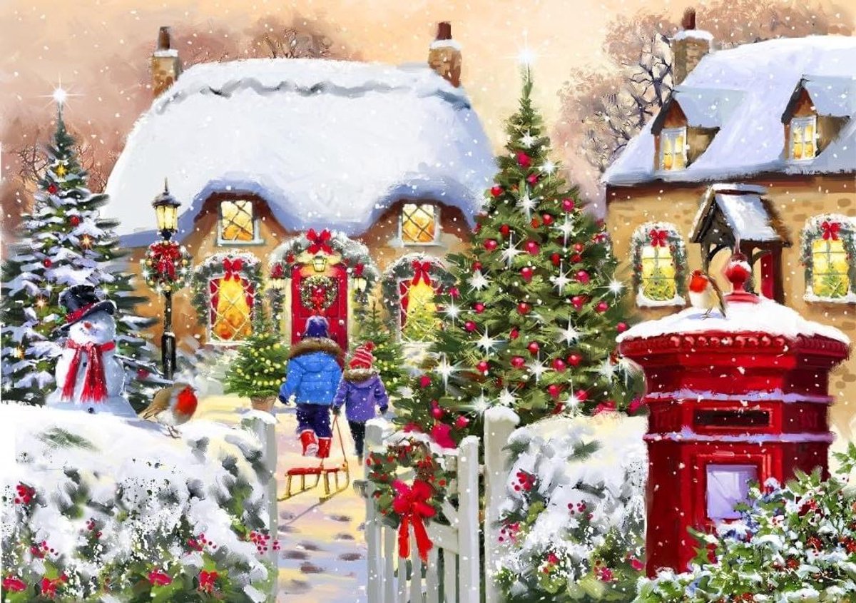 Winter Cottage Puzzel - Legpuzzel Puzzelspel - Ontspanning - Gedetailleerde Afbeelding - 2000 stukjes - Meerkleurig