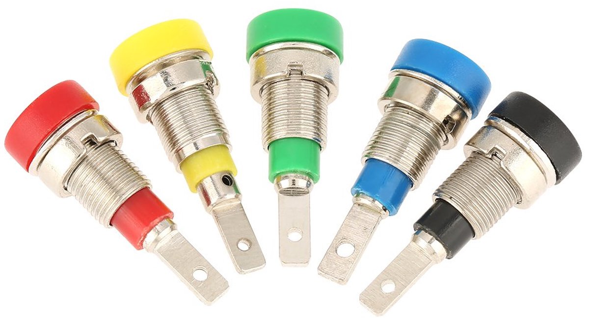 Banana socket 2 mm - gemengde kleuren - solide verbinding - ideaal voor paneelmontage - ShopVlot