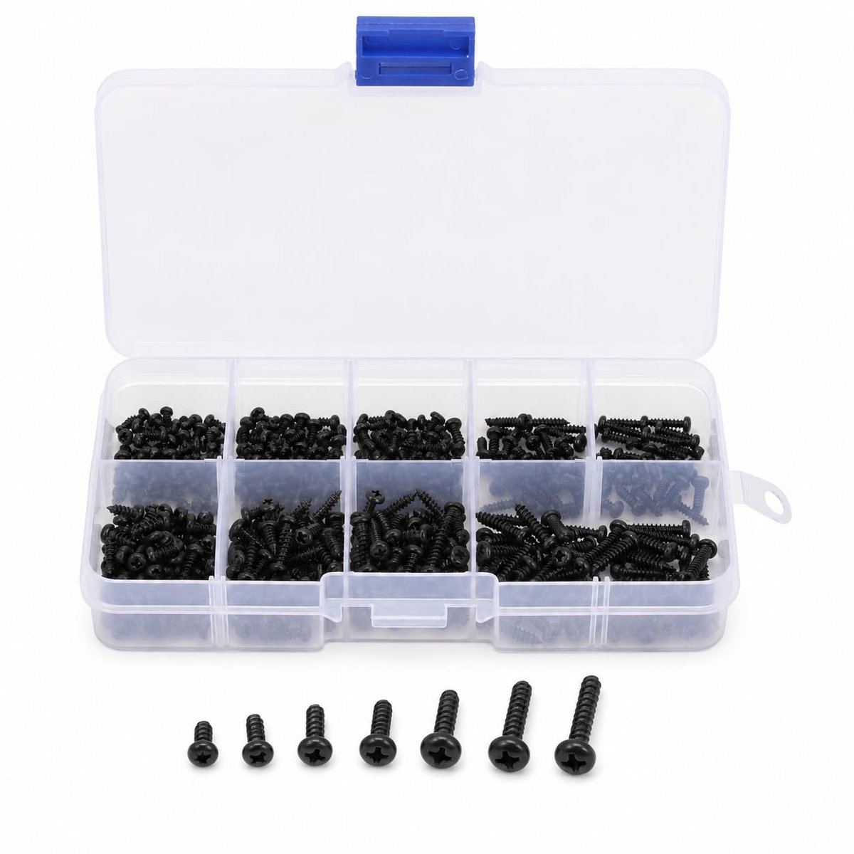 SnelShoppen - 400 Stuks Zwart M2/M2.6 Lenskop Zelftappende Schroeven Set Assortiment Carbon Staal voor Plastic Hout Zacht Metaal