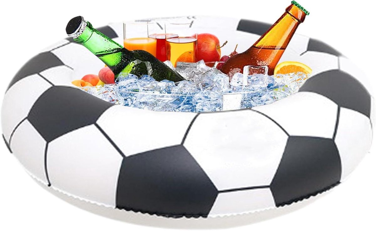 Opblaasbare IJskoeler - Drankenkoeler Drijvend - Feestjes Buiten - Sportbal Vorm - 64x64 cm - Voetbal