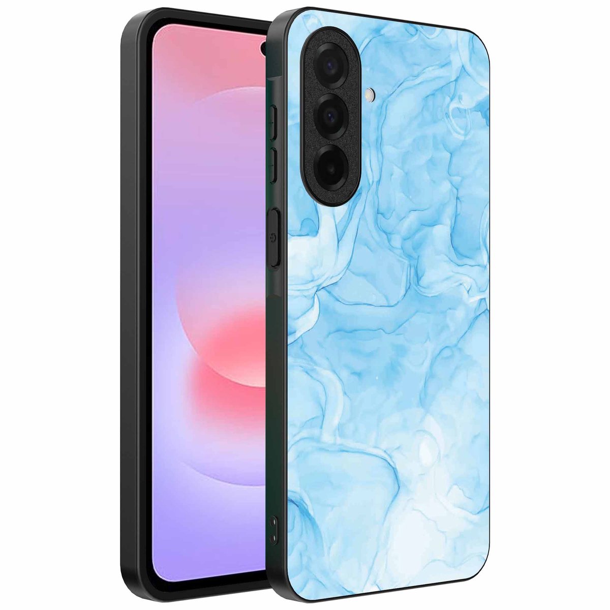Geschikt voor Samsung Galaxy A37 Telefoonhoesje met marmer opdruk - TPU backcover case marble design - Lichtblauw - Smartphonica geschikt voor Samsung Galaxy A37