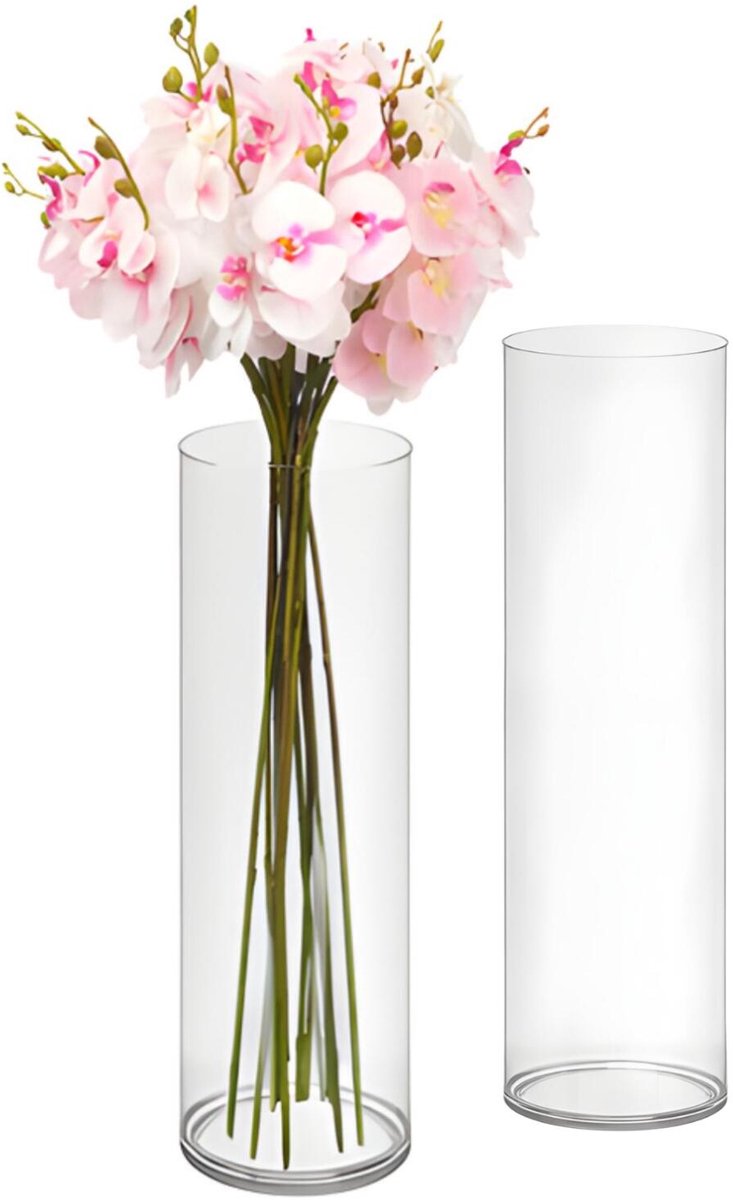 Giftdecor Bloemenvaas - 2x - helder acrylglas - D12 x H35 cm - cilinder - boeketvaas - 4 liter