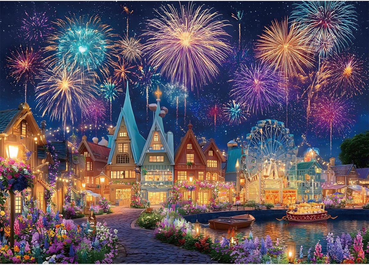 Legpuzzels voor Volwassenen 1000 Stukjes Vuurwerk Festival Viering Legpuzzels Onmogelijke Moeilijke Uitdagende Legpuzzels voor Volwassenen Kerstmis Legpuzzel 1000 Stukjes 71 x 51 cm