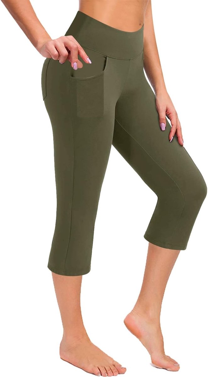 2025 Yogabroek voor dames, met zakken, hoge taille, trainingsbroek, vrijetijdsbroek, sportlegging voor dames, zwart