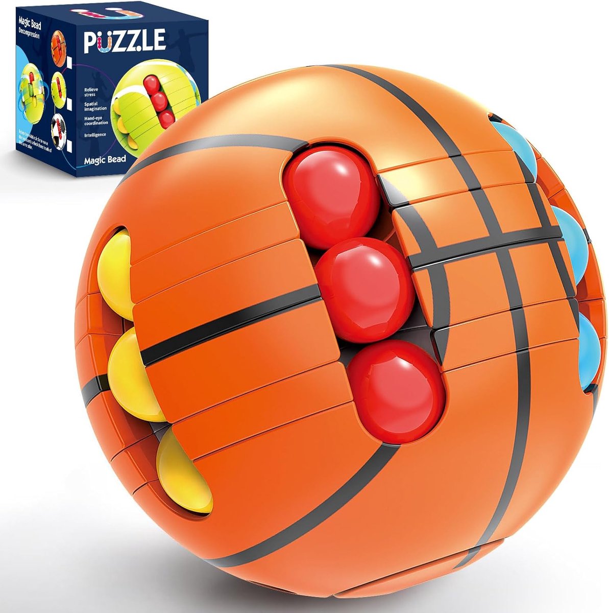 sportbalspeelgoed - 3D hersenteasers en puzzelspellen voor kinderen en volwassenen, ruimtelijke puzzelspellen voor kinderen vanaf 3 jaar, intelligentie 6,3 cm kleine magische kraal, handsport