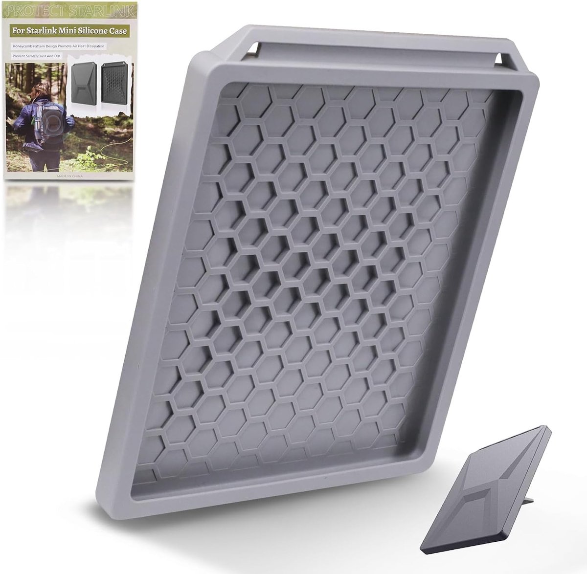 Mini Case - Siliconen hoesje voor Mini Starlink Dishy accessoires, outdoor reizen, anti-stoot en anti-val (grijs)