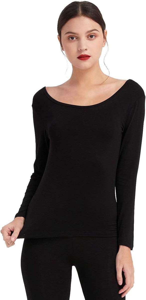 Ultradun modal thermisch ondershirt voor dames met ronde hals en lange mouwen