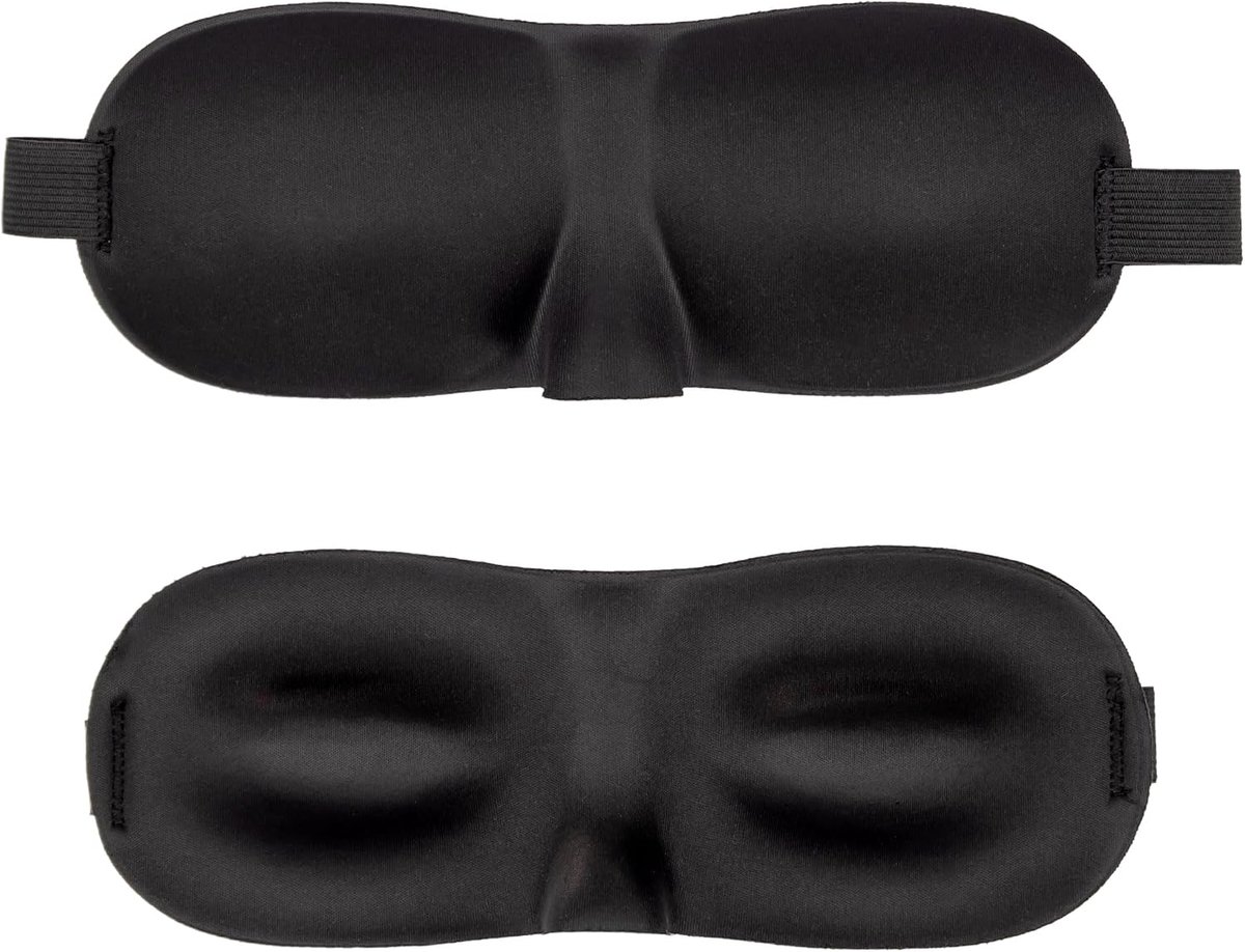 Oogmasker in zwart, 26 x 9 x 2 cm, ergonomisch voorgevormd uniseks slaapmasker voor een goede nachtrust, precies passend op de neus en meer ruimte voor ogen en wimpers