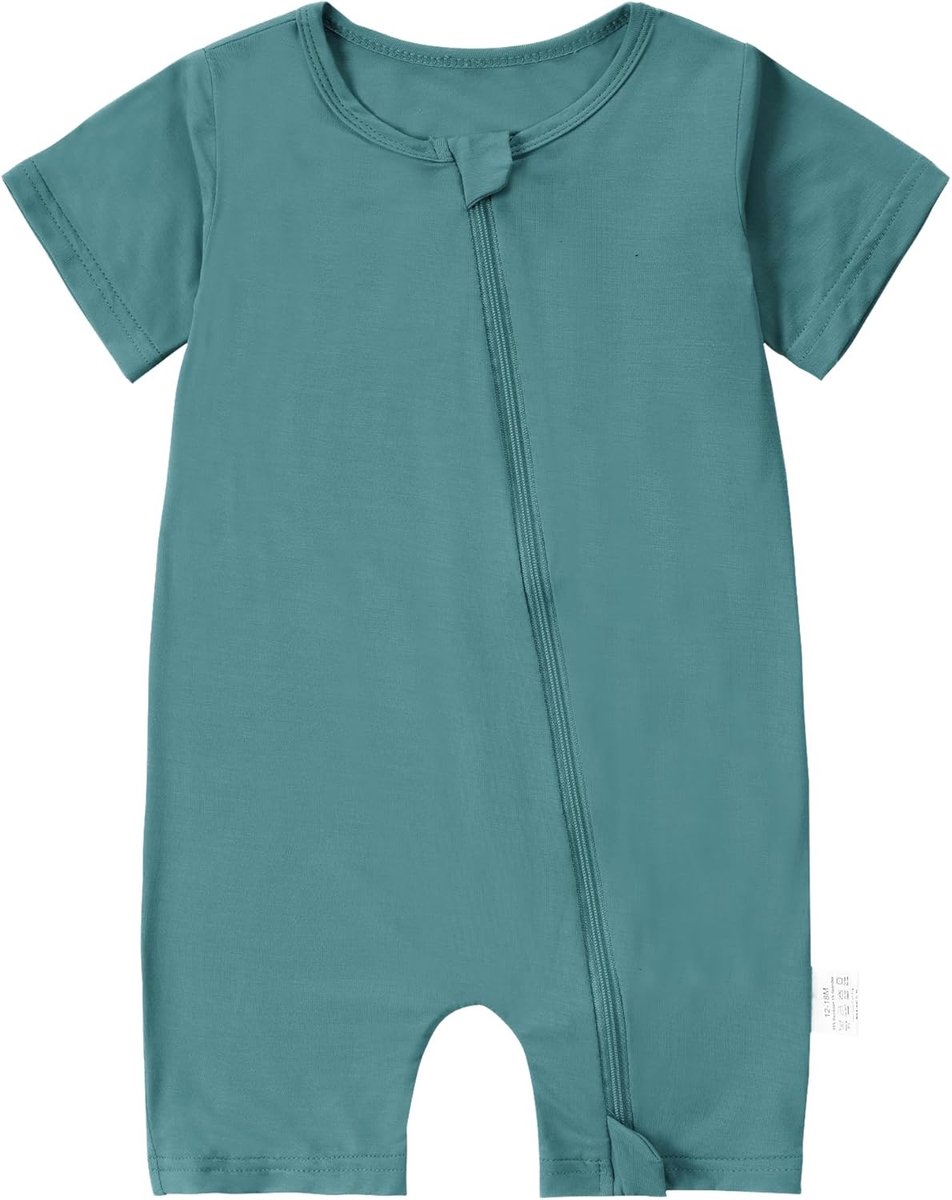 Baby Romper van Bamboe – Zomer Baby Body voor Pasgeborenen Korte Mouwen & 2-Way Rits Ademend Babykleding