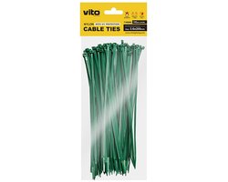 VITO Kabelbinder 3.6x200mm - Groen - Met UV-bescherming - 100 stuks - Kunststof Kabelklem voor buiten en binnen montage