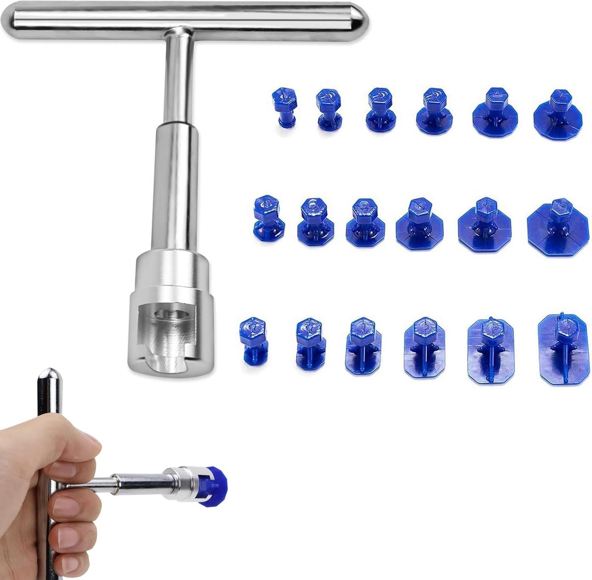 Deuken reparatieset auto - T-bar trekker met 18 stuks zuignap - deuken uittrekken - eenvoudig te gebruiken - ShopVlot