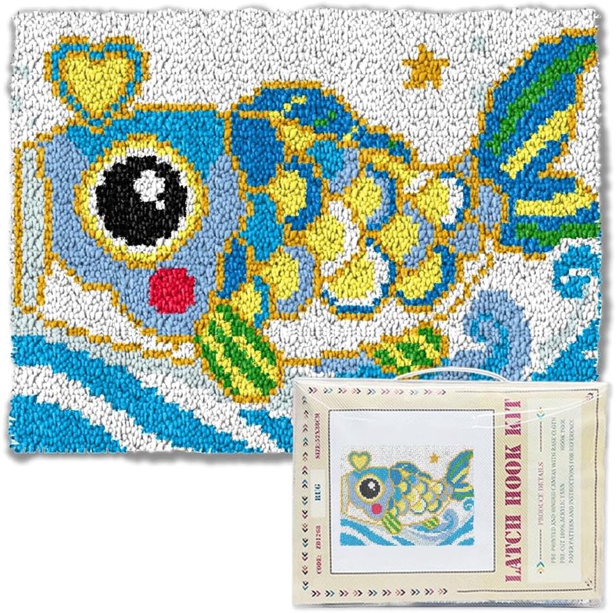 Kits, kleur gestempeld raster doek handgemaakt tapijt, voorbedrukt tapijt kit, doe-het-zelf gehaakte tapijt voor volwassenen woondecoratie festival geschenken, 50