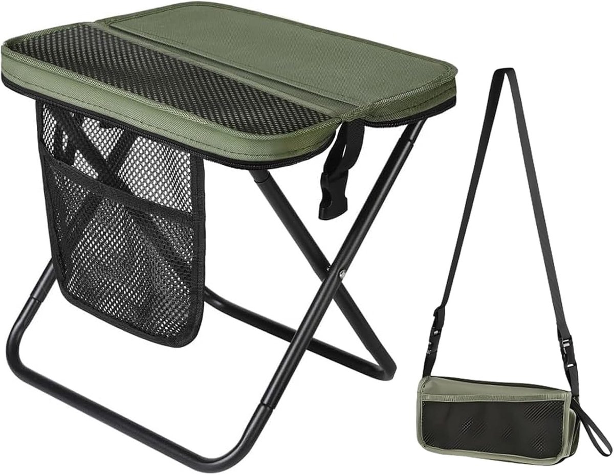 Campingkruk, opvouwbaar, draagbare klapkruk, klein, klapkruk, camping, lichte vouwkruk, gemakkelijk op te vouwen, 31 cm, voor reizen, picknick, trekking, vissen, tuin (groen)
