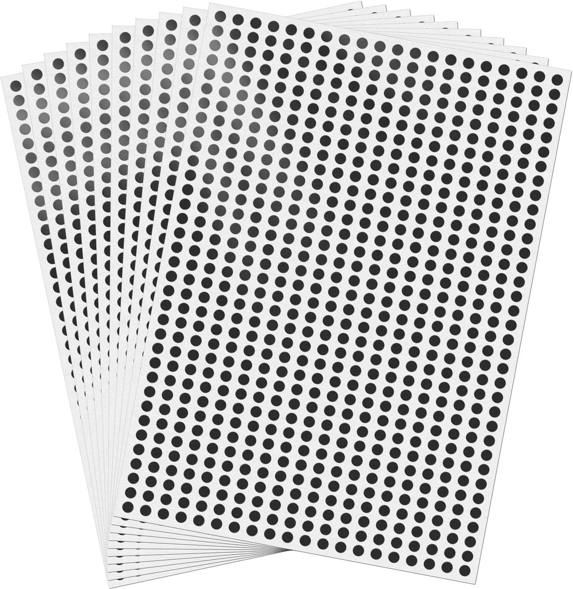 7000 stuks etiketten met zwarte stippen, 6 mm, etiketten voor kleurcodering, zelfklevende stippen, waterbestendig, zelfklevende ronde stickers voor school, DIY-kalender