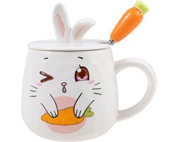 lachineuse Mok collectie konijn – de brug – met deksel en lepel – inhoud:
