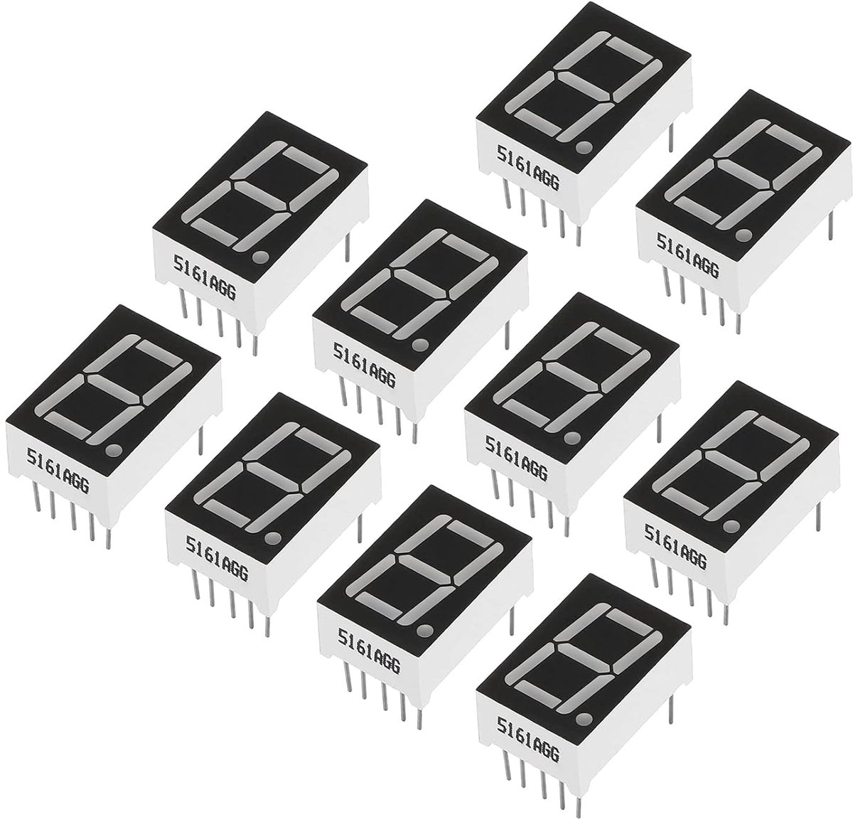 LED Display Digitale Buis, 20 Pack Gemeenschappelijke Kathode 7 Segment 10 Pin 1 Bit 3.3V 0.55" Cijfer Hoogte LED Display Module voor Elektronische Driver Board, Groen