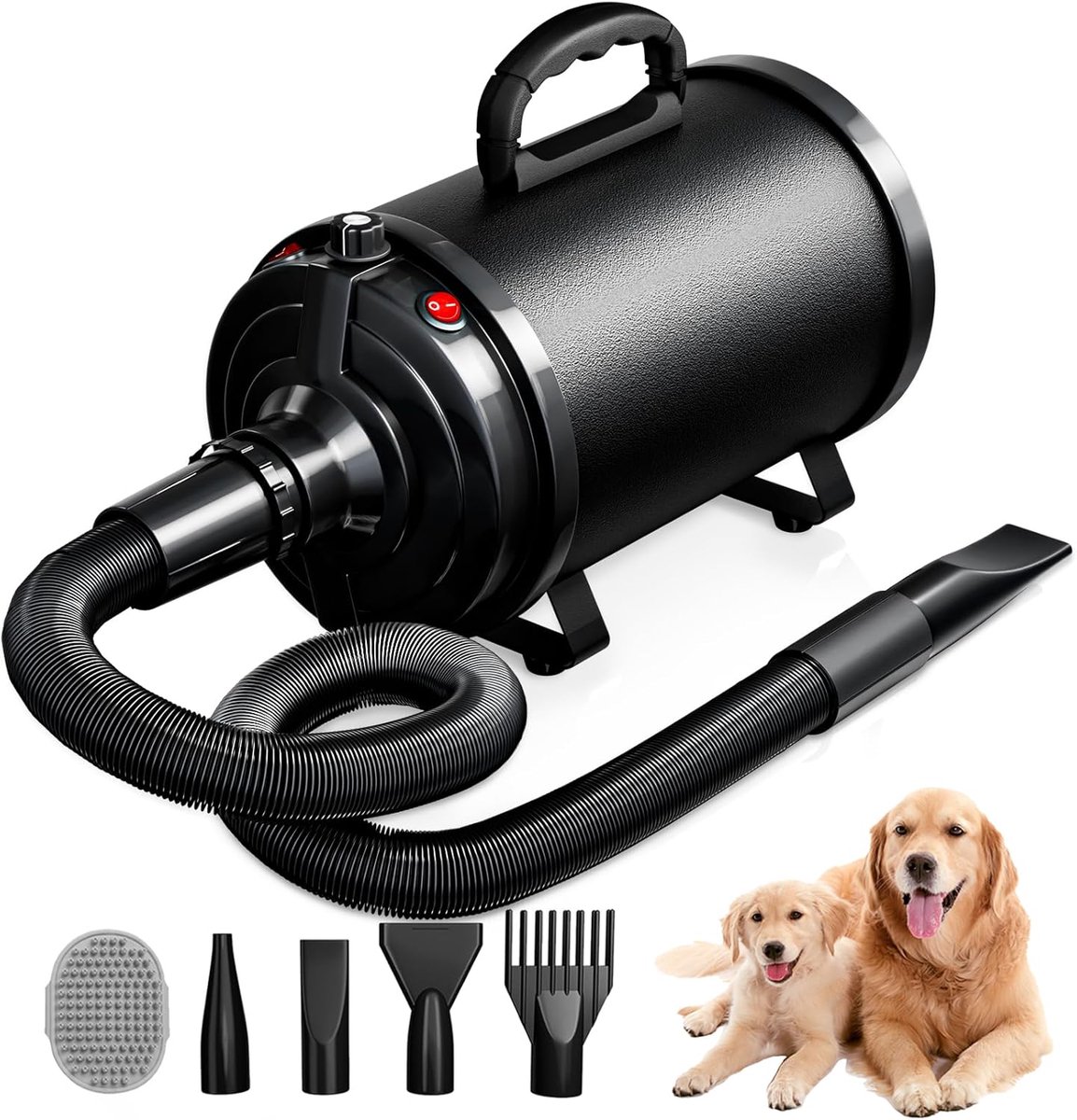 Föhn Blaster 3200W/4.5HP Pet Grooming Föhn Geluidsarme Temperatuur Verwarmer met 4 Verschillende Nozzles en Pet Grooming Borstel
