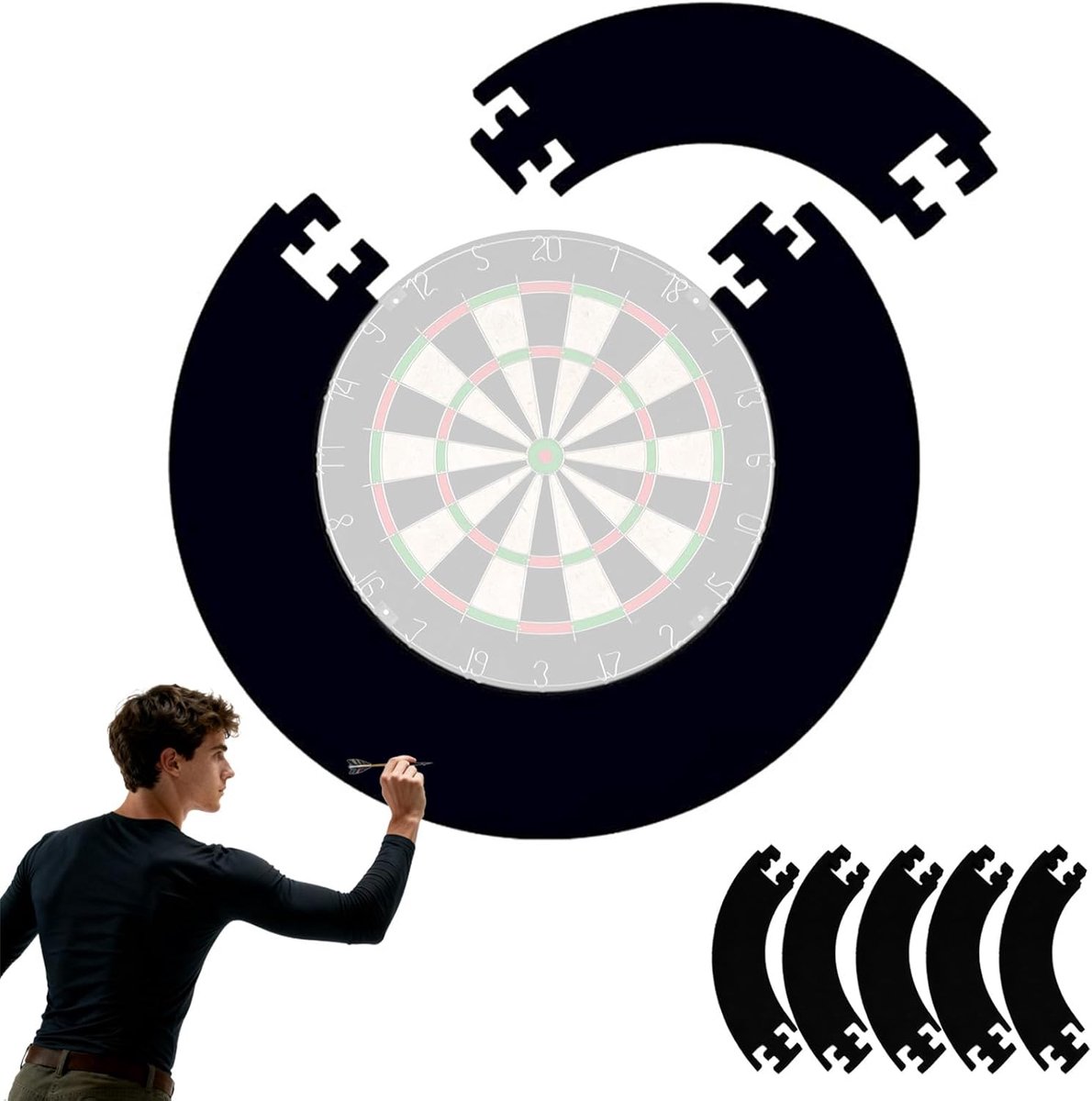 Catchring Surround, 45 cm dartbord beschermring, dartbord muurbescherming, EVA dartbord surround, voor wandbescherming, backboard bescherming