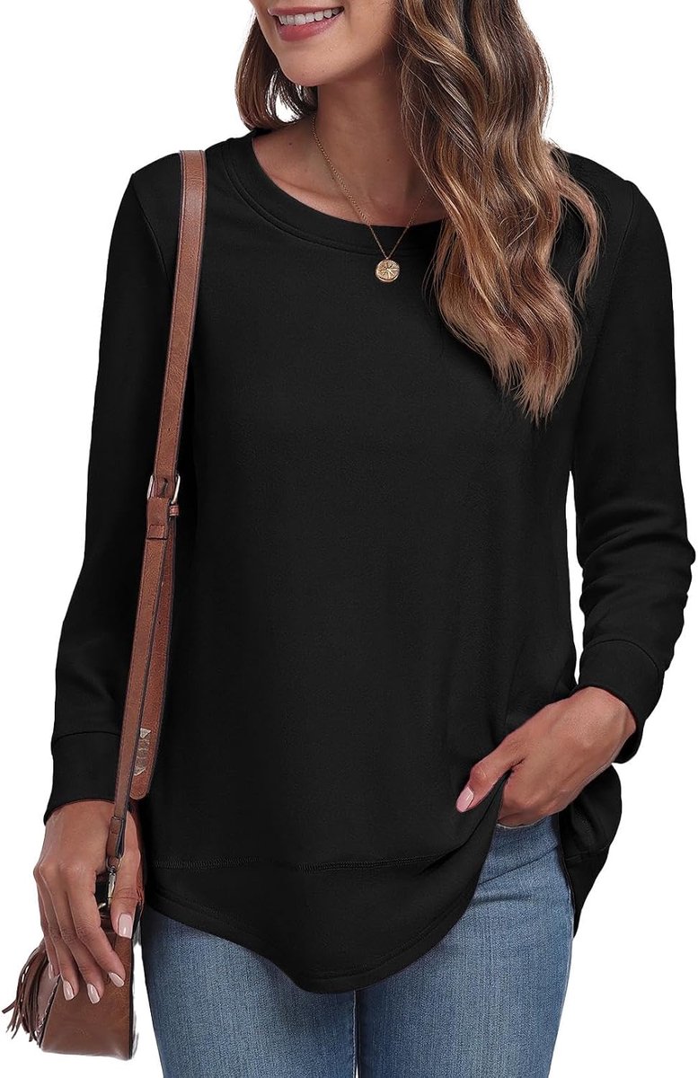 Sweatshirts voor Vrouwen UK Warme Ronde Hals Lange Mouw Tops Vrouwen Casual Tuniek Shirts