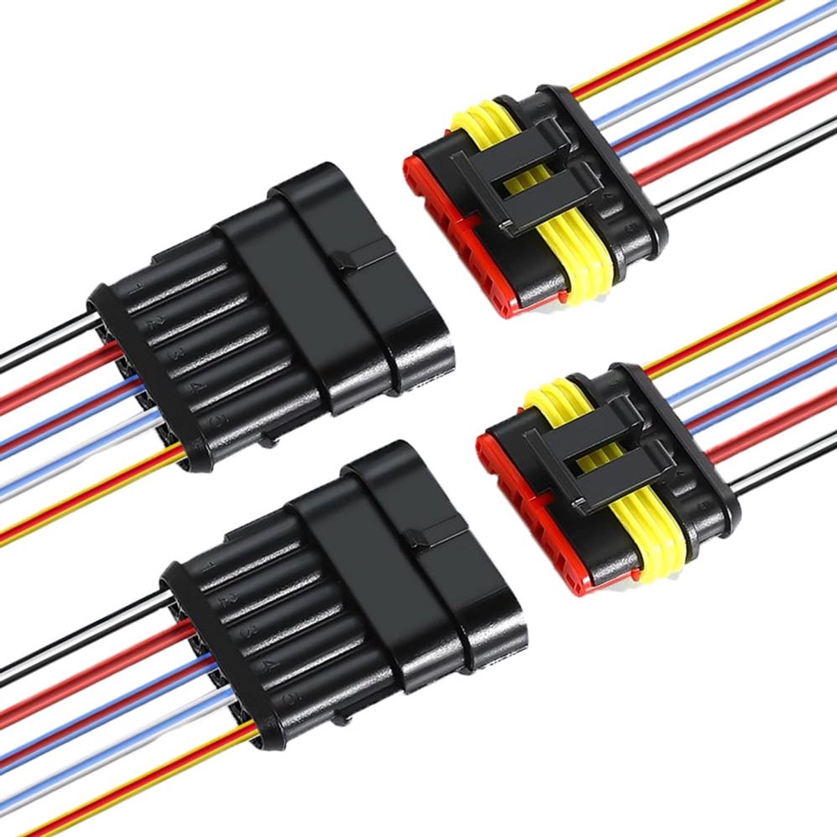 2 sets 5-pins auto waterdichte elektrische kabelconnectoren met 16 AWG voorbedraad, kit stekker elektrische waterdichte auto