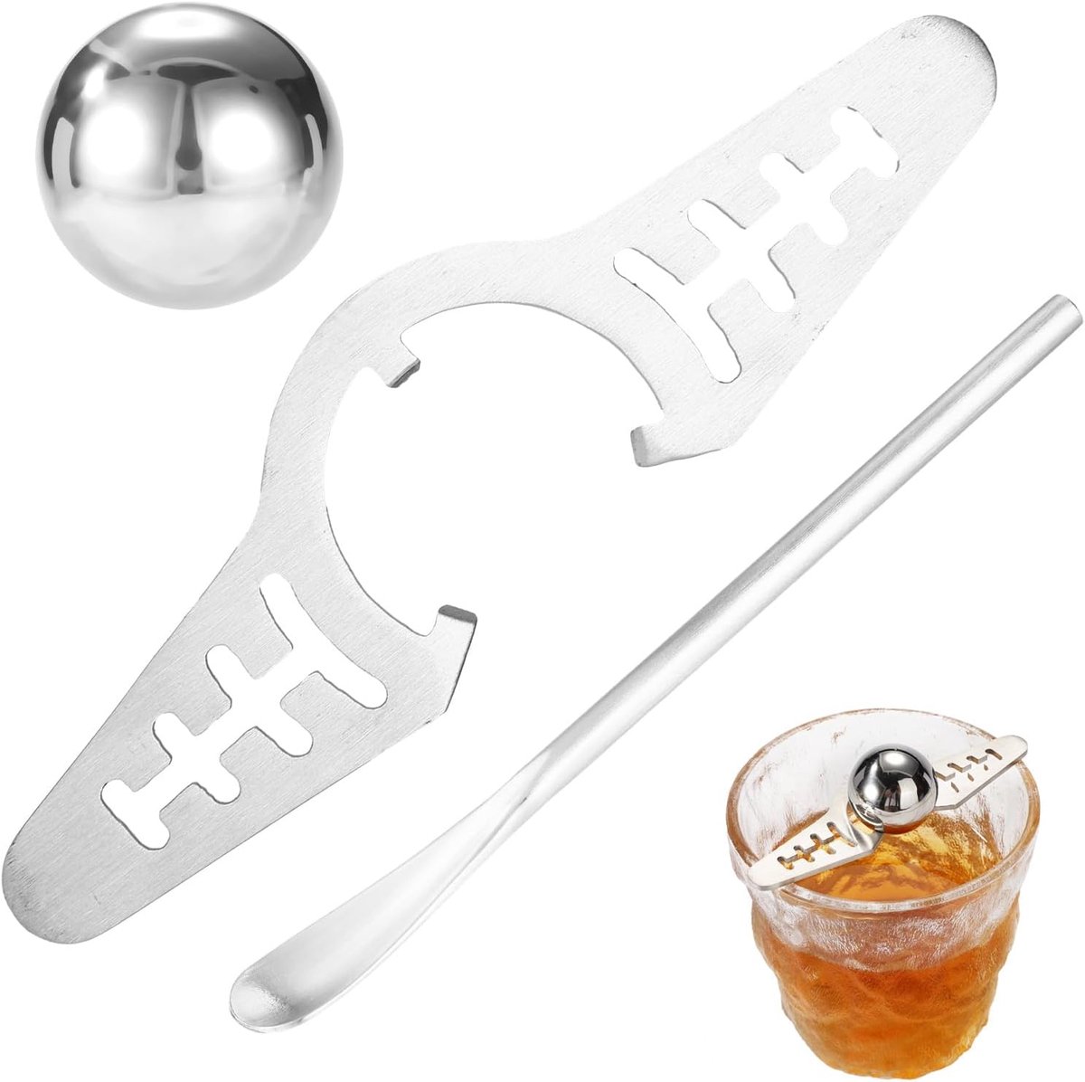 Roestvrij Staal Bevroren Espressoballen met Standaard en Koffielepel Herbruikbare Koffiekoelerset voor Thuiscocktails en Scotch