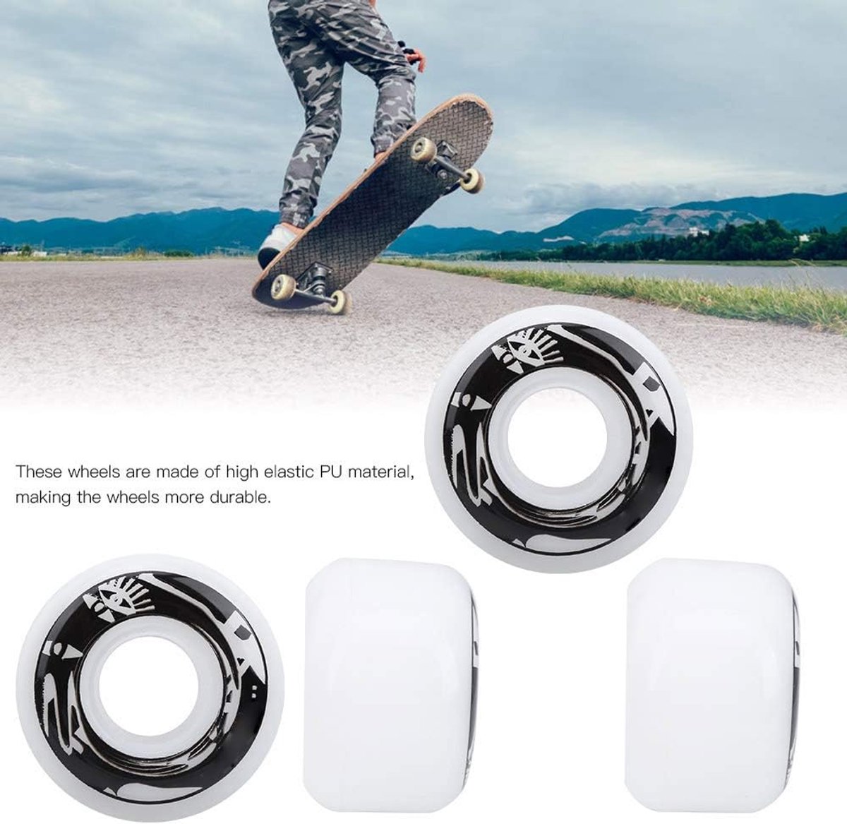 Skateboardwielen 4-delige set - elastische PU-wielen - hardheidsgraad 75-85A - perfect voor e-scooters - ShopVlot