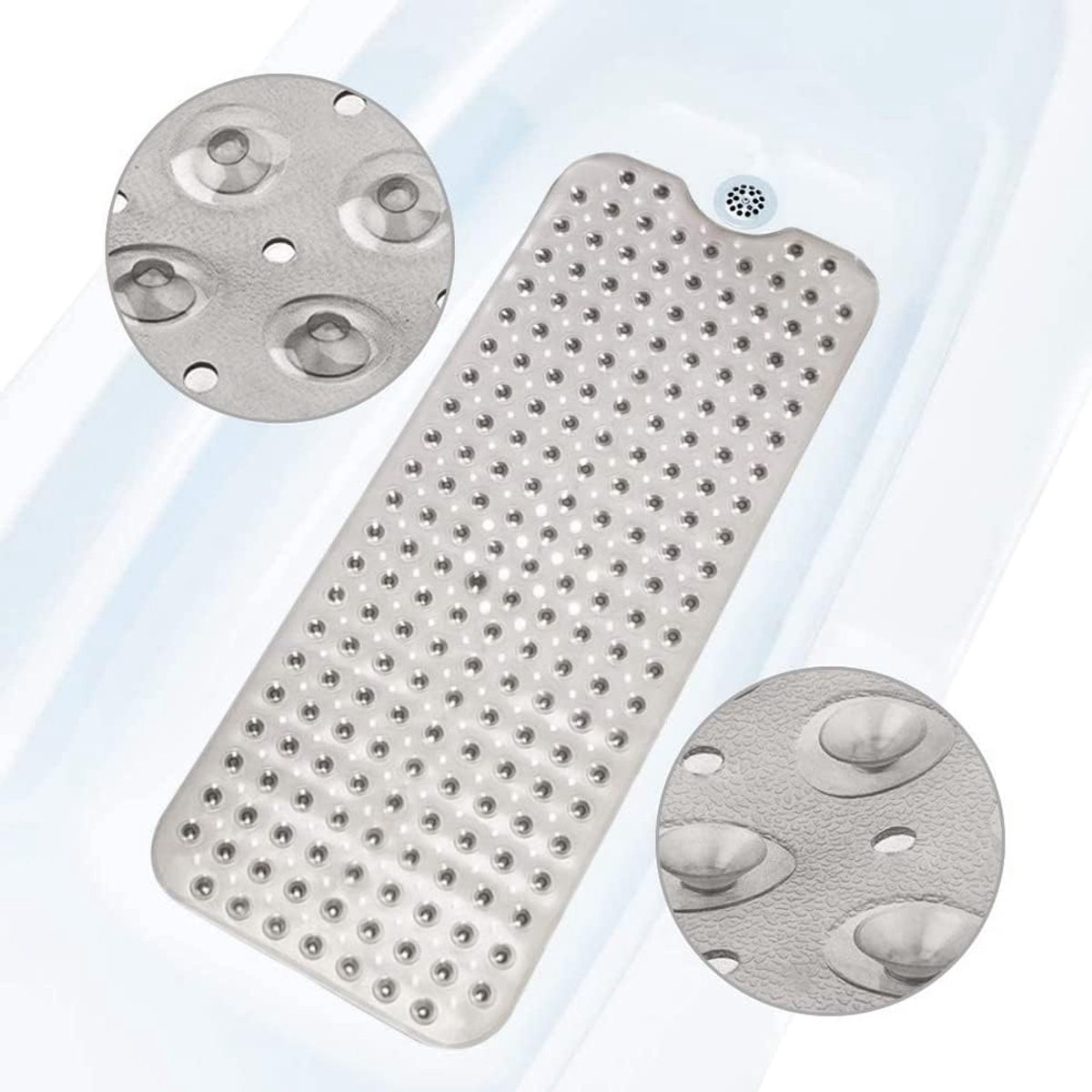 Badmat 100x40cm - Antislip met 200 Zuignappen - Afvoergaten - Veiligheid voor het hele gezin - ShopVlot