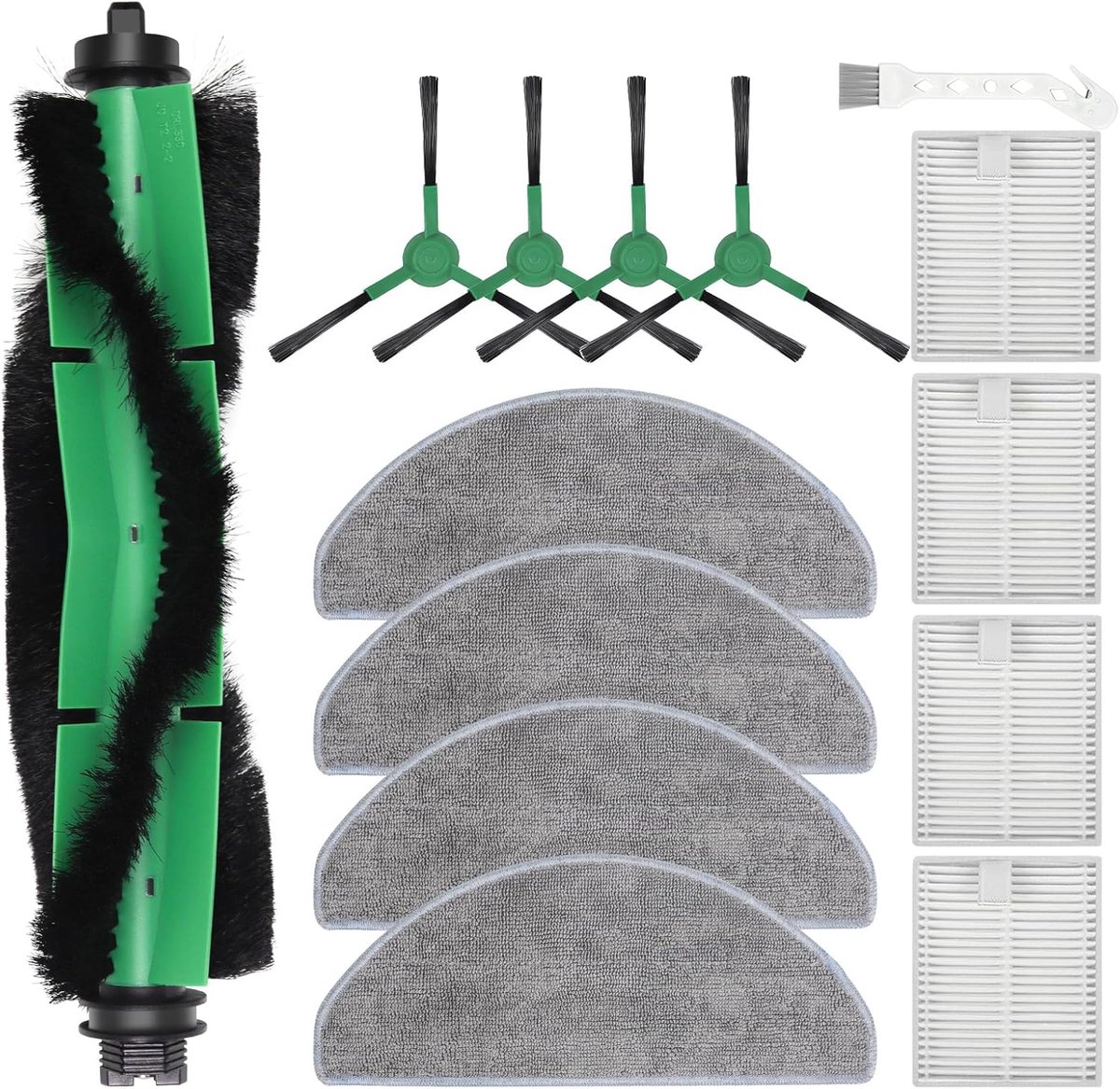 Vervangende voor iRobot Roomba Combo Essential zuig- en Dweilrobot (Y0112 Y0110 Y0512 Y0510), 105 Combo, 1 Hoofdborstel, 4 Filters, 4 Zijborstels, 4 Dweildoeken, 1 Reinigingsborstel