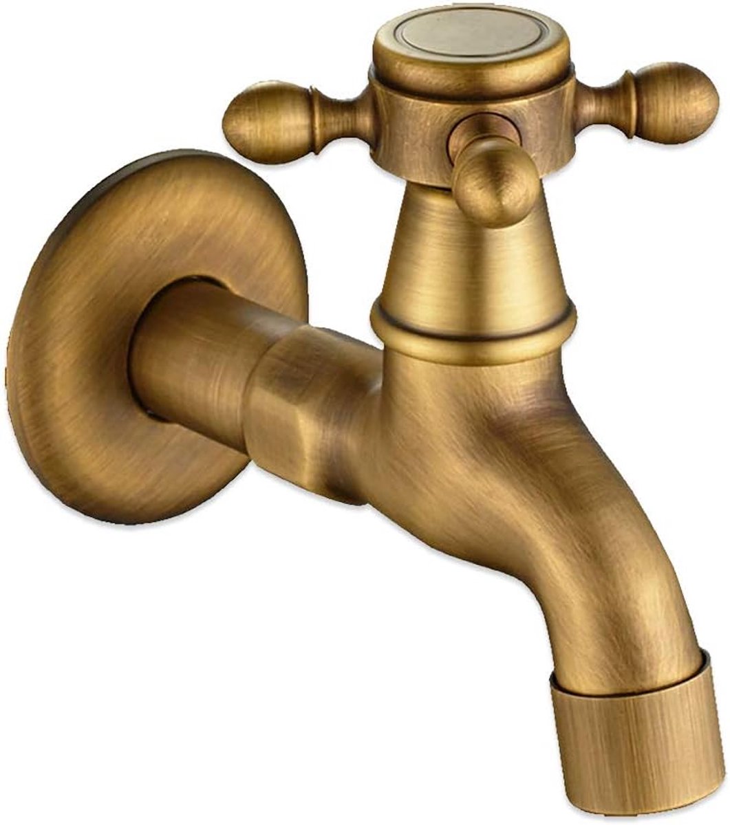 Verkoudheid Waterkraan met Single Dwarsgreep G1 / 2-interface - Muur Gemonteerd Wastafel Kraan voor badkamer Toilet Tuin (Bronzen)