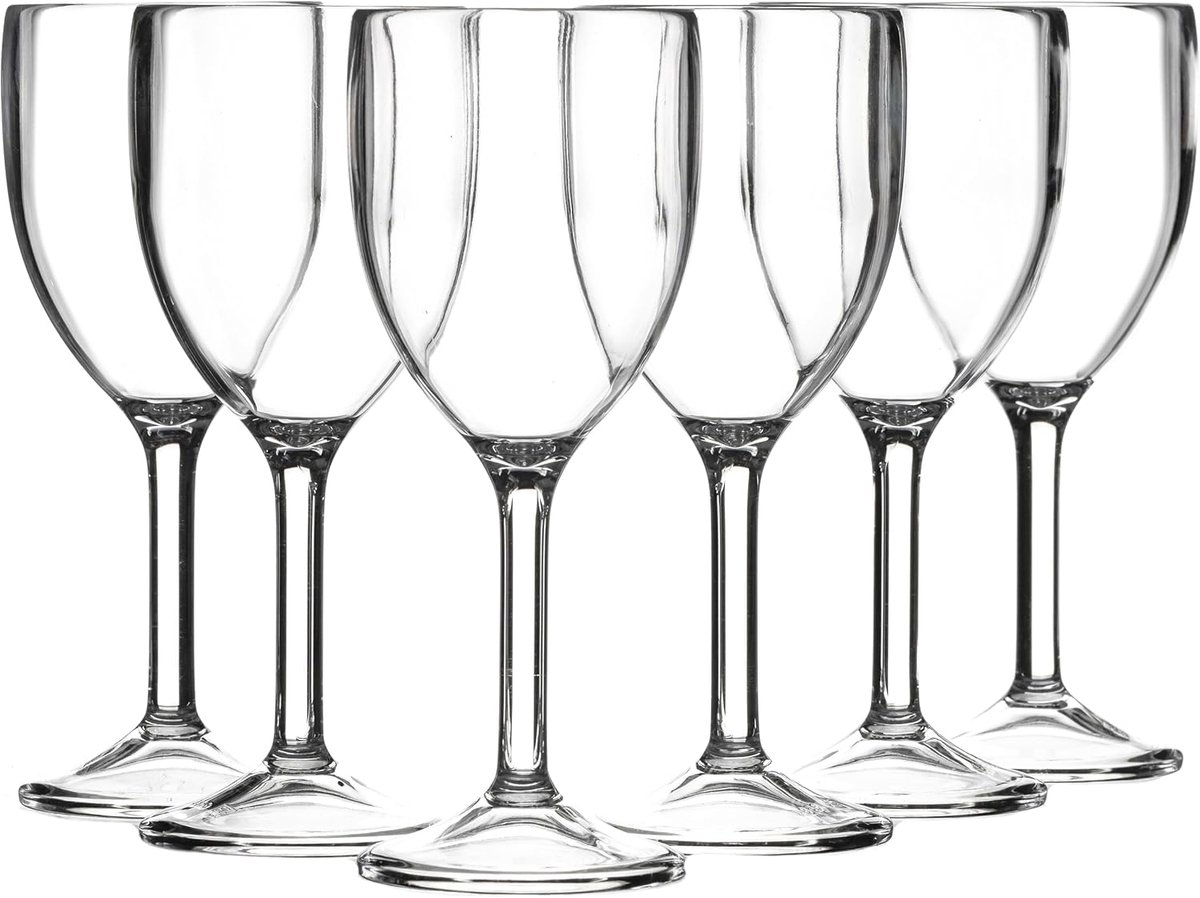 265 ml herbruikbaar polycarbonaat wijnglas, 6 stuks, gemakkelijk vast te houden, vrijwel onbreekbaar, perfect voor evenementen, kamperen, buiten dineren - transparant