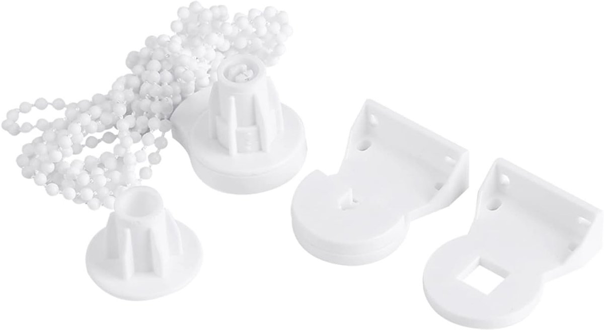 SnelShoppen - Garosa Rolgordijn Verbinder, 25mm Houder, Witte Kunststof, Zijpulley Koppeling met 97cm Kralenketting, Raambekleding Reparatieset
