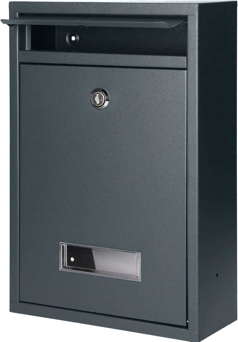 Outdoor Mailbox Roestvrij Staal met Identificatieplaatje en Sleutel (Antraciet)
