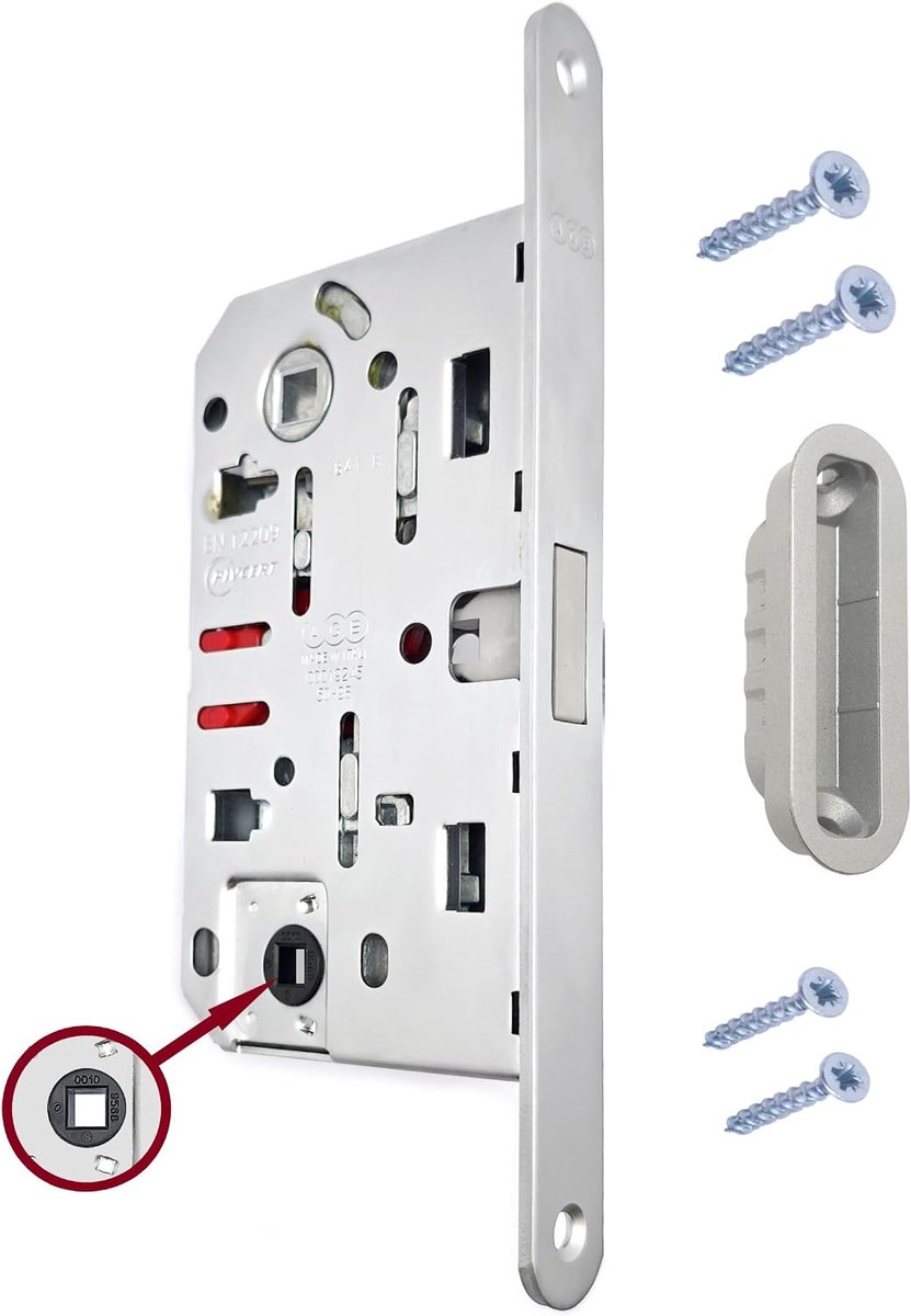 SnelShoppen - Magnetische Deurslot Polaris voor Badkamer en WC - 18 x 196 mm - Mat Chroom - Inclusief Magnetische Ontmoeting - Afstand 96 mm en 50 mm