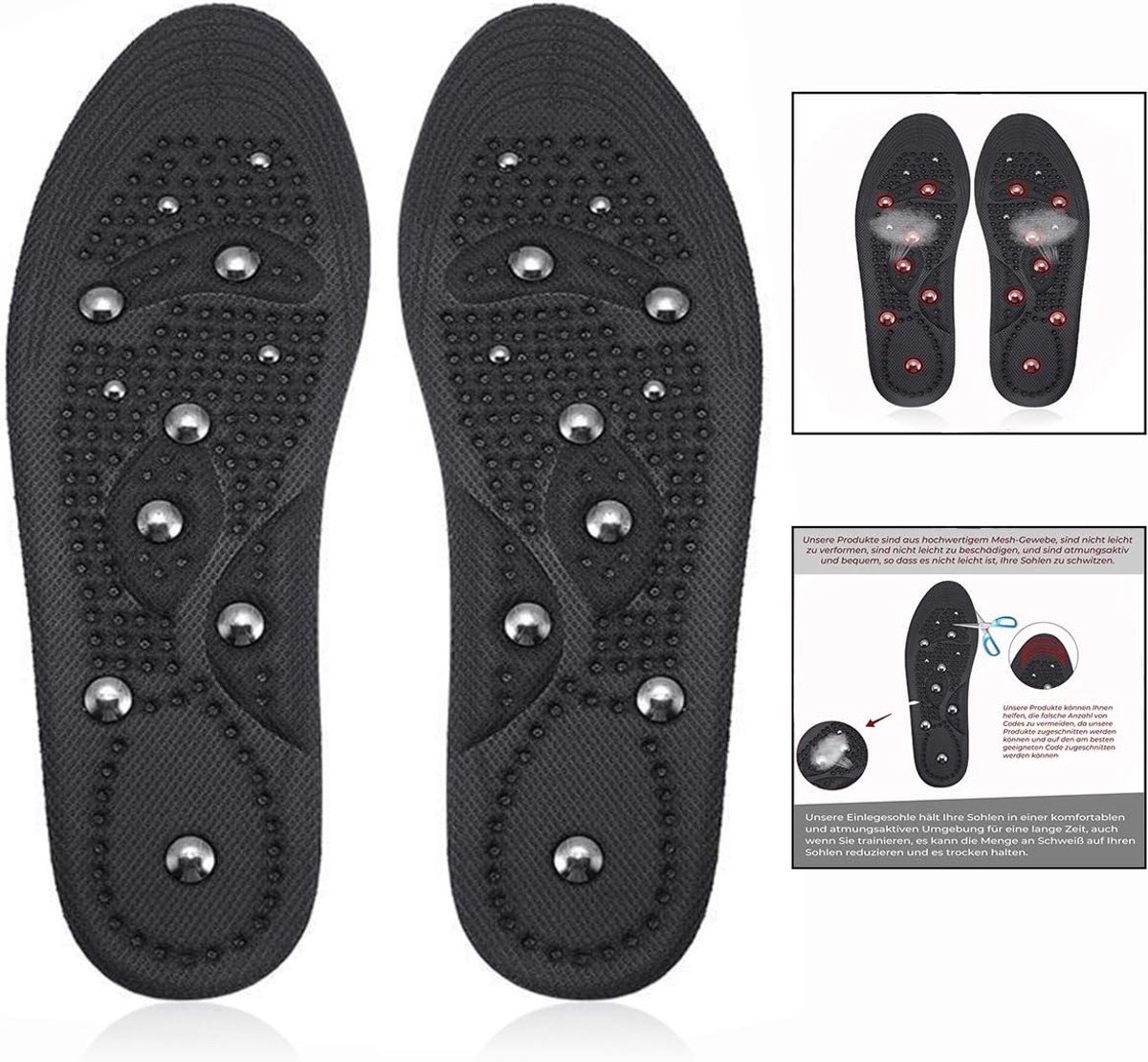 1 paar magnetische inlegzolen, massage ademende inlegzolen, gezondheids-acupressuur-schoeninlegzolen voor dames en heren