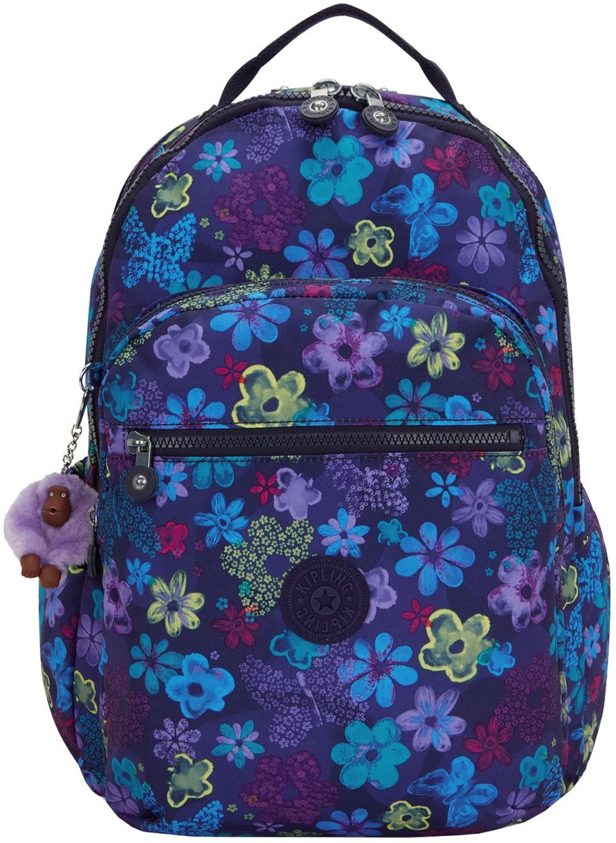 Kipling Seoul Lap Rugzak School - 15 laptopvak - dark flower stamp