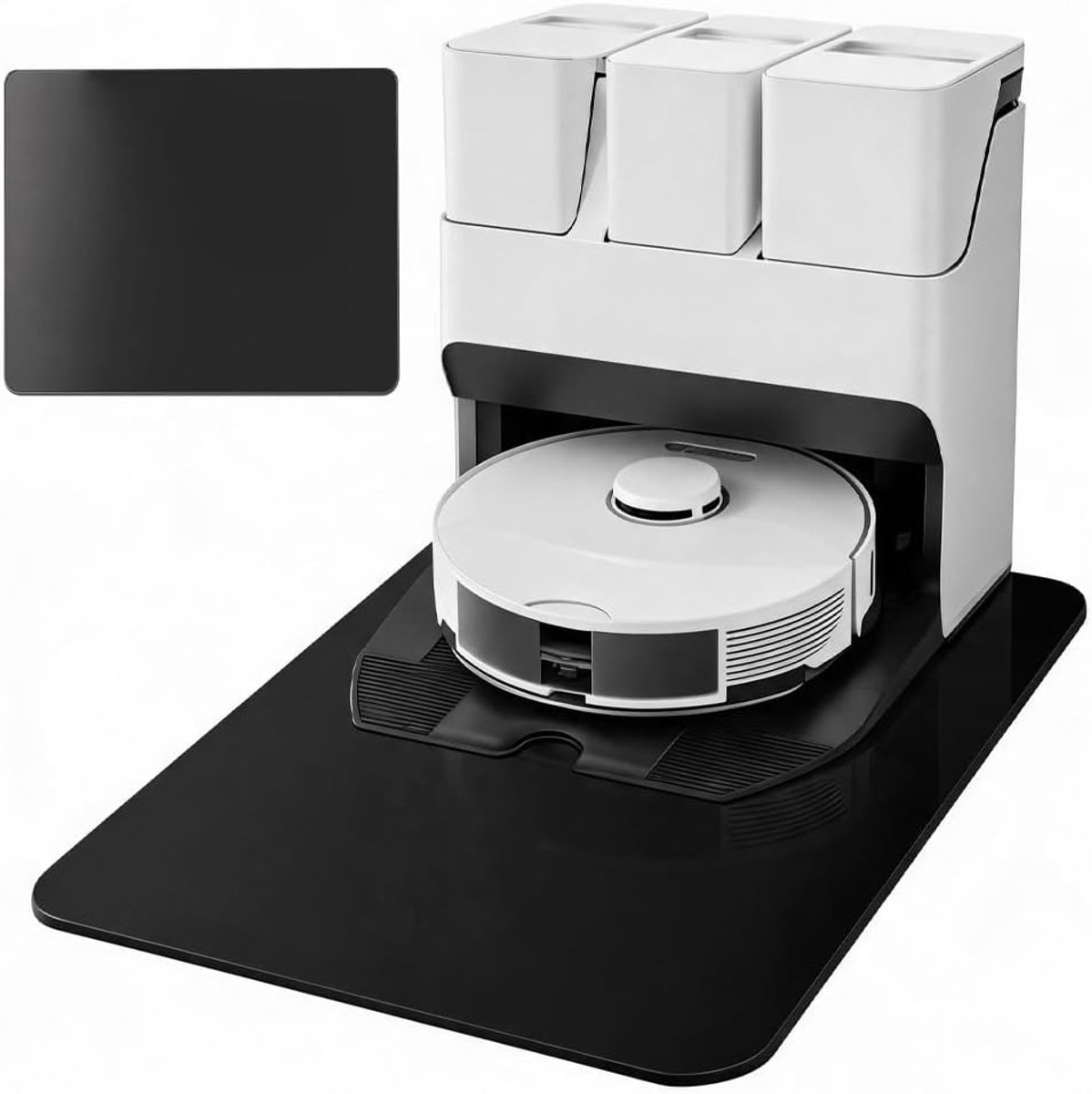 Siliconen onderlegger voor robotstofzuiger en dweilrobot, 40 x 50 cm, veegmachine, waterdicht kussen, universeel, absorberende mat, antislipmat, reserveonderdelen voor robotstofzuiger