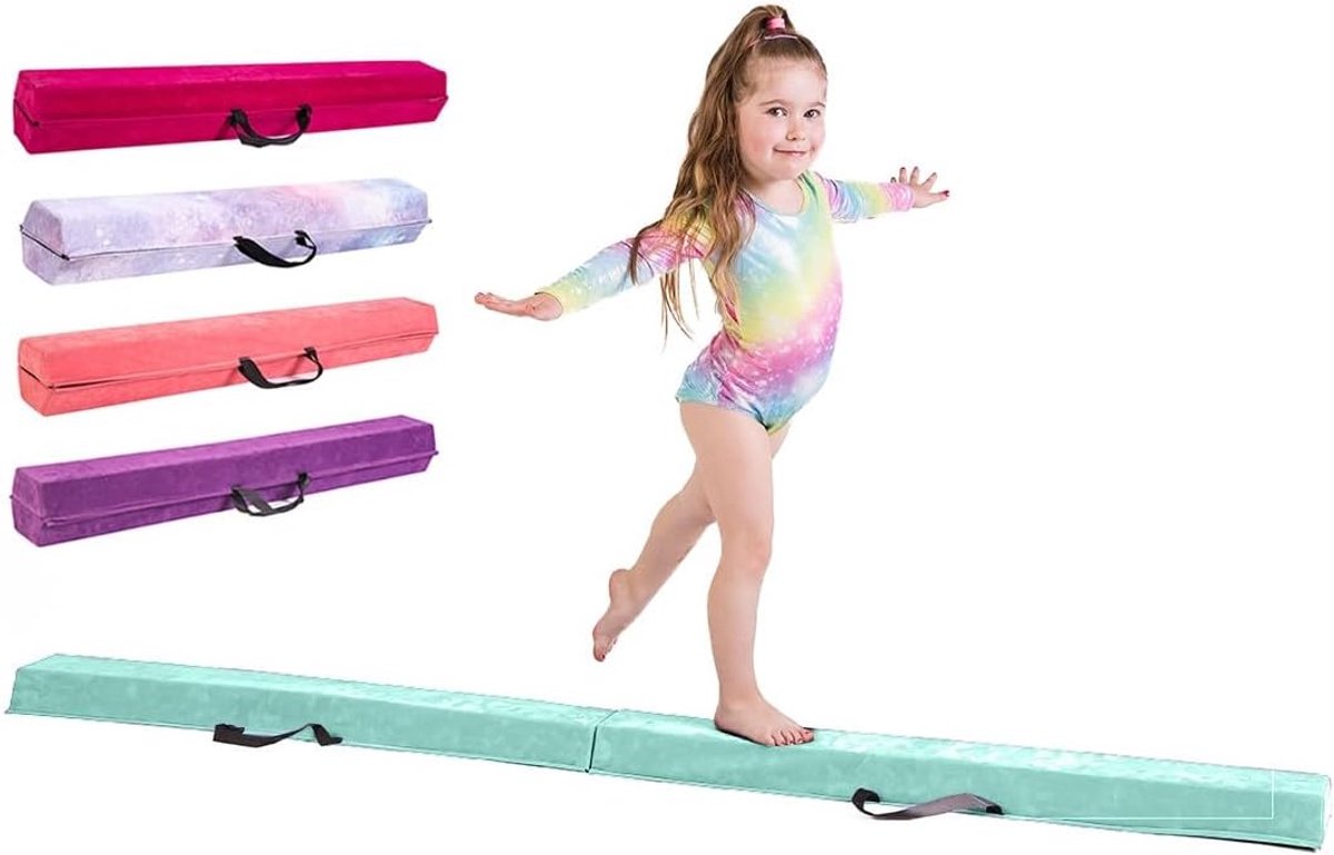 Gymnastiekbalk voor kinderen 240cm - Faux suede - Veilig en duurzaam - Ideaal voor thuis - ShopVlot