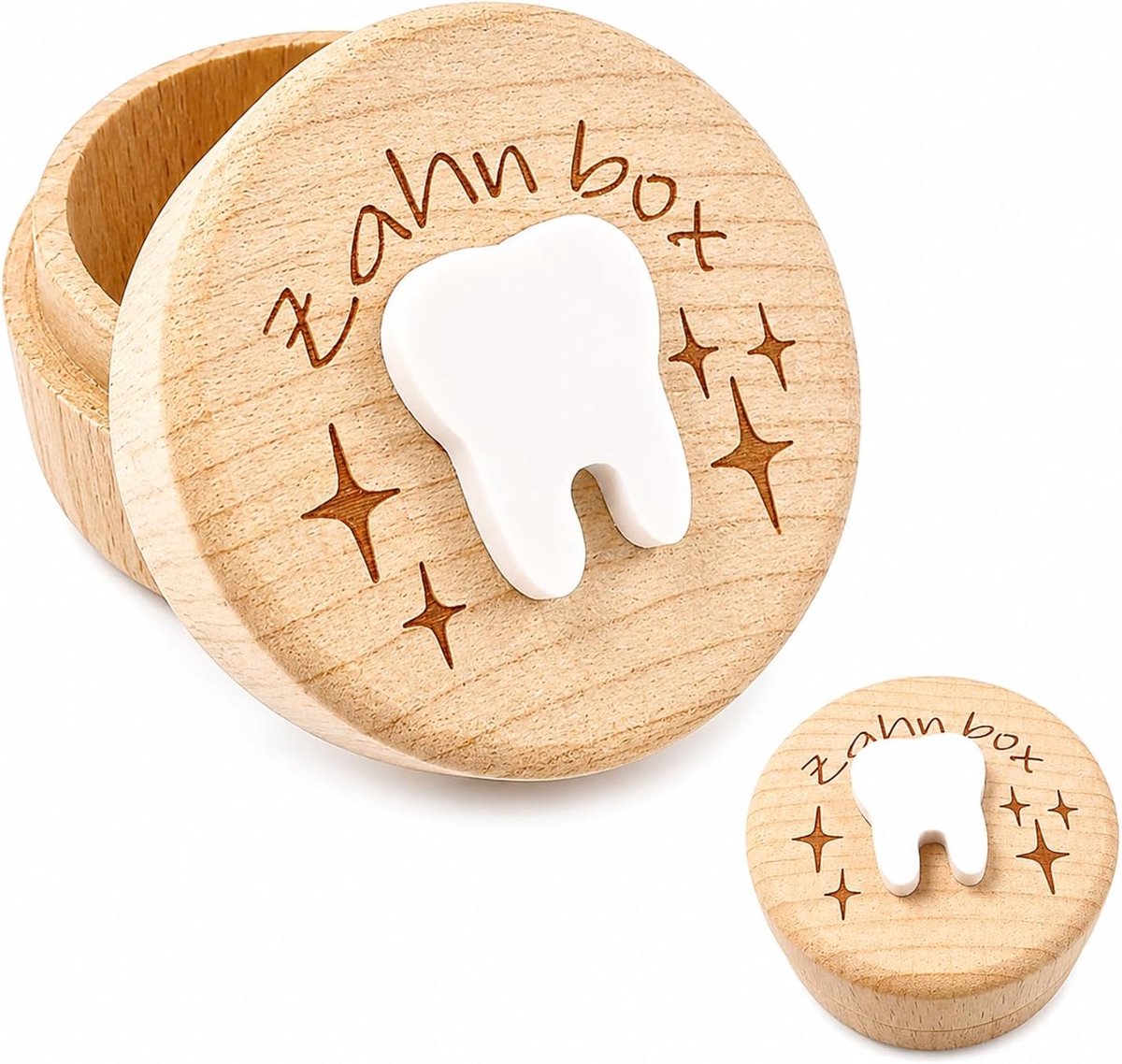 SnelShoppen - Melktanden Box voor Baby Tanden Jongens en Meisjes, 3D Cartoon Tandpatroon, Melktanden Bewaarbox, Creatief Doop- en Verjaardagscadeau vo