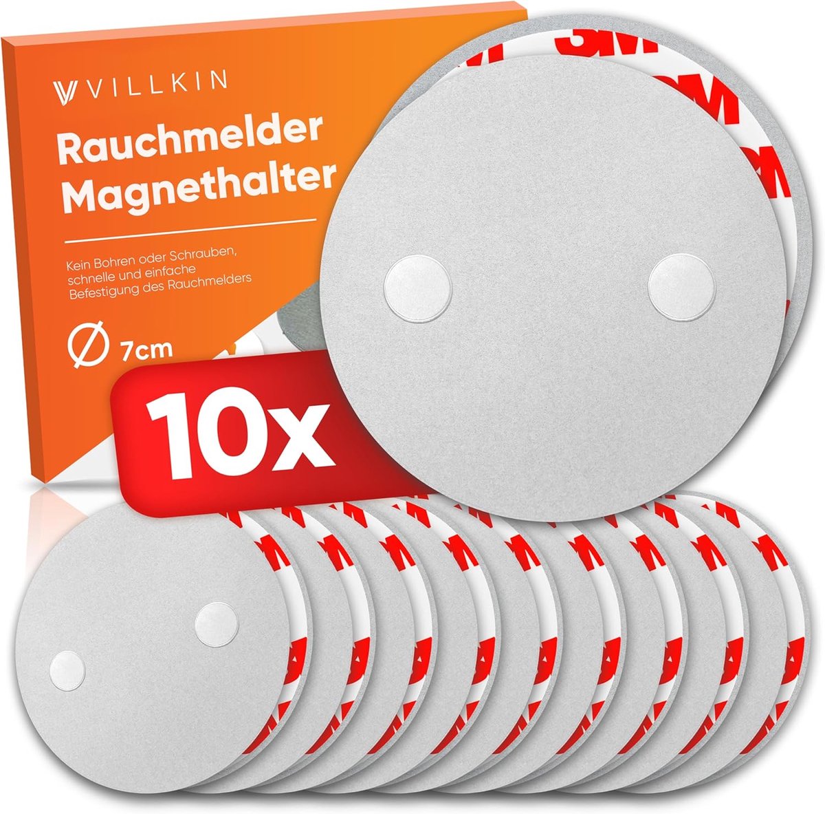SnelShoppen - 10 x Rookmelders met Magnetische Houder, Eenvoudige Montage zonder Boren, Voor Alle Oppervlakken, Snel en Makkelijk te Installeren, Diam
