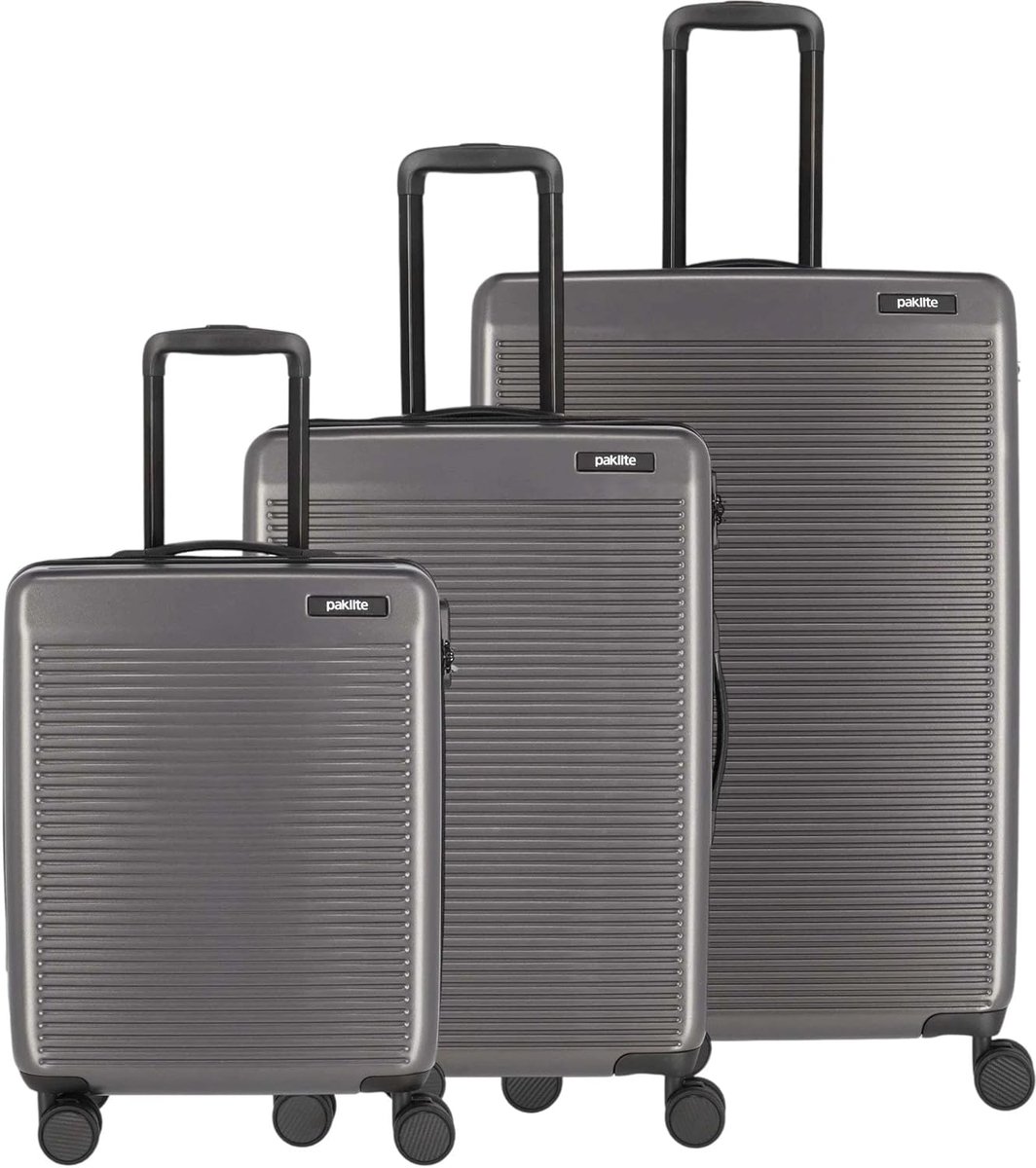 SnelShoppen - 3-delige Koffer Set met 4 Wielen, Handvat, Locking Handvat, Anthraciet, 51 x 29 x 77 cm, Lichtgewicht Reiskoffers voor Vakantie, Weekend