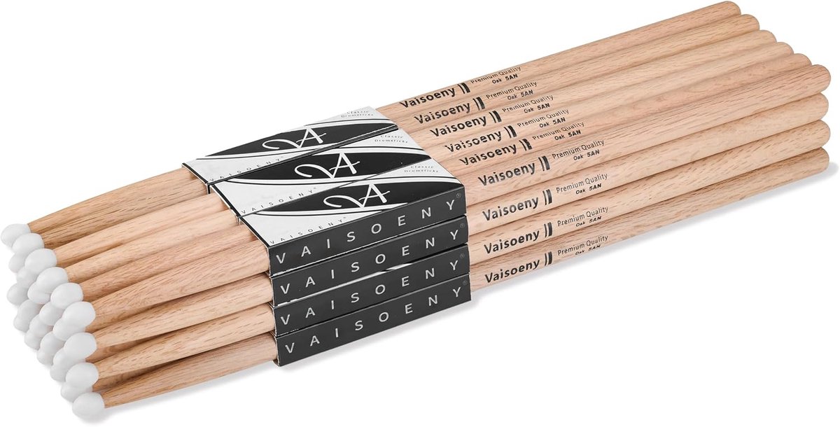 Drumstokken 5A - Nylon tip - Ovalen eikenhout - Ideaal voor drums - ShopVlot