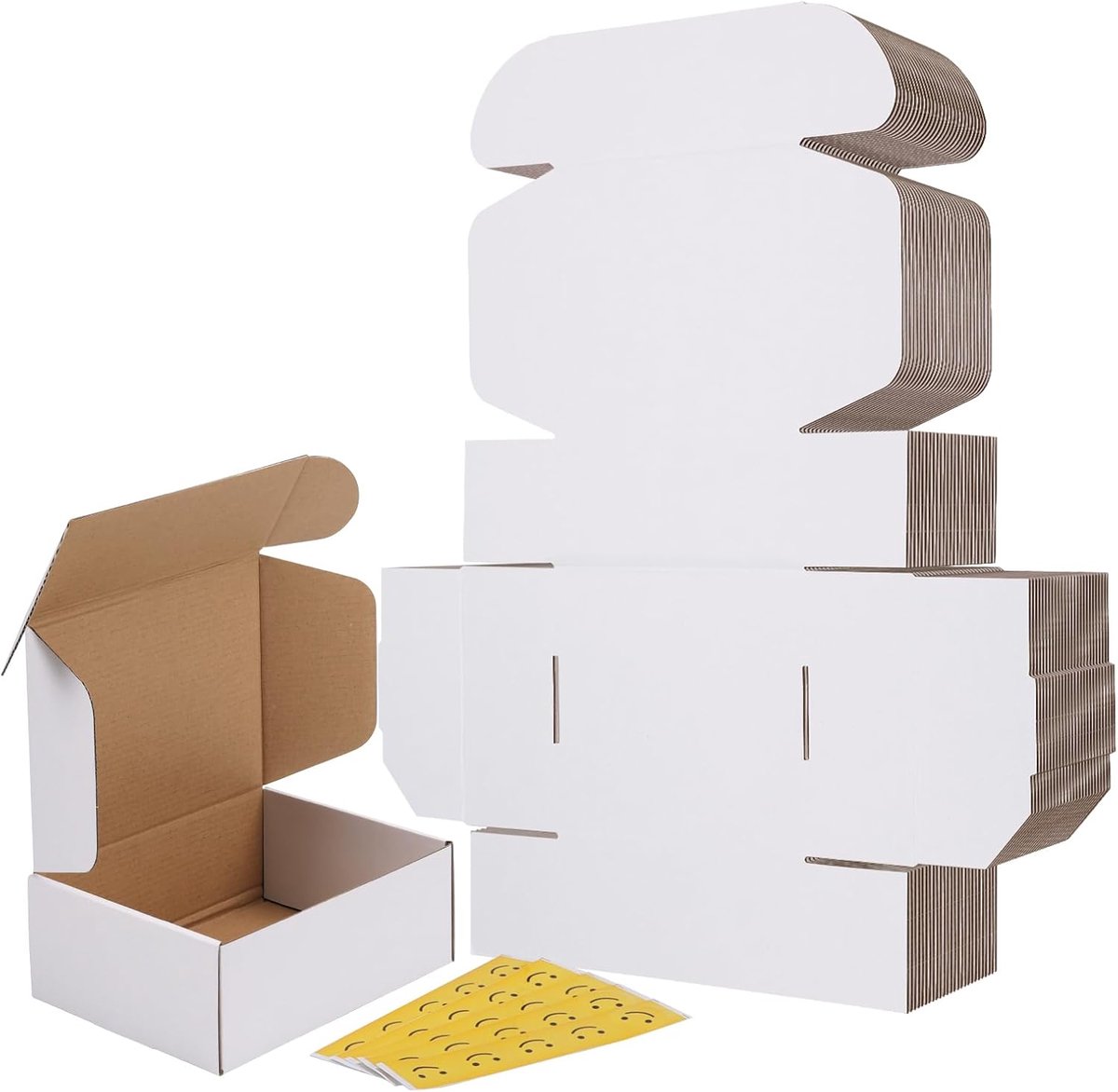 Verzenddozen 204x153x77 mm - Kleine witte gegolfde kartonnen doos - Perfect voor verpakking en verzending - 25-pack - ShopVlot